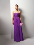 Violet Strapless Full Length Chiffon A-line Bridesmaid Dress