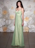 V-neck Full length Apple chiffon A-line Bridesmaid Dress