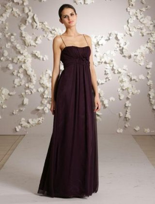 Spaghetti straps Full length Chiffon Formal Bridesmaid Dress