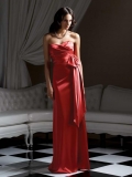 Red Sweetheart Strapless Full length Sash A-line Bridesmaid Dress