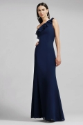 Navy Asymmetry Straps Full length Chiffon Mermaid Bridesmaid Dress