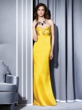 Strapless Full length Flat bow Matte Satin Sheath Bridesmaid Dress
