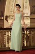 Sage Halter Full length Beaded Chiffon Empire Bridesmaid Dress