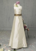 Square Full length Taffeta Sash A-line Junior Bridesmaid Dress