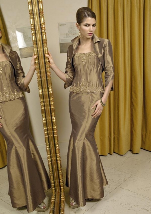 Floor Length Embroidery Sheath Mother of the Bride Dress