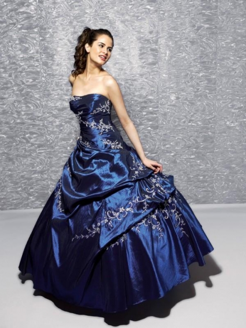 Navy Quinceanera Embroidery Ball Gown Sweet Sixteen Dress