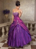 Purple Taffeta Organza Quinceanera Ball Gown Sweet Sixteen Dress