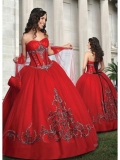 Red and Black Quinceanera Ball Gown Sweet Sixteen Dress