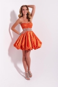 Orange/Hot Berry Pink/Purple Bubble Hem Short Prom Dress