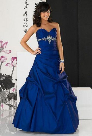 Sweetheart Strapless Full length Beaded Taffeta Prom Gown