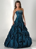 Sapphire Red Full length Beaded Ball Gown Prom Dress