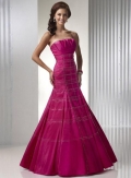 Hot Berry Pink Full length Beaded Prom Gown Evening Dress