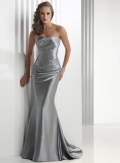 Steel Strapless Beaded Sheath Prom Gown Evening Dress
