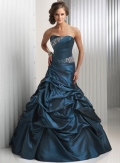 Sapphire Scoop Jeweled Ruffles Ball Gown Prom Dress