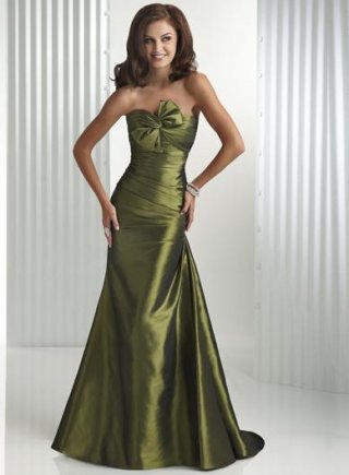 Moss Sapphire Asymmetrical Bow Sheath Prom Gown Evening Dress