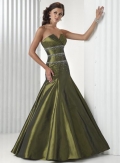 Moss Full length Beading Bands Prom Gown Evening Dress