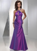 Purple Halter Keyhole Beaded Full length Prom Dress