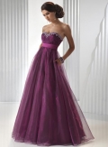 Burgundy Strapless Full length Crystals Beads Prom Gown