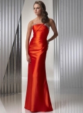 Tangerine Beaded Taffeta Sheath Long Prom Dress