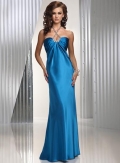 Blue Sexy Jeweled Long Sheath Prom Gown Evening Dress