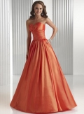 Orange Simple Strapless A-line Long Prom Gown Evening Dress