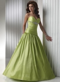 Lime Strapless Taffeta Ball Gown Long Prom Dress