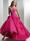 Deep Fuchsia Taffeta tulle Ball Gown Long Prom Dress