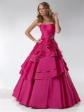 Fuchsia/Oceana Blue/Deep Purple Layered Ball Gown Prom Dress