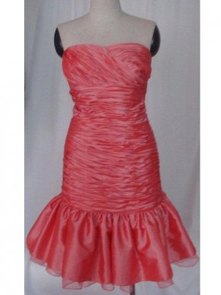 Orange Red Taffeta Beaded Ruffled Short Prom Dress