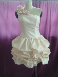 Champagne One Shoulder Flower Taffeta Short Prom Dress