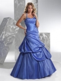 Dutch Blue/Charcoal/Hot Berry Pink Long Prom Dresses