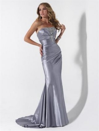 Steel/Fuchsia/Deep Purple Beaded Long Prom Dresses