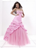Elegant Pink Prom Gown Beaded Tulle Taffeta A-line Sweetheart
