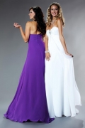 White/Purple Prom Gown Beaded Chiffon Sweetheart A-line