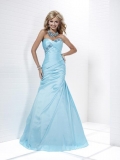Blue Prom Gown Beaded Mermaid Taffeta Sweetheart