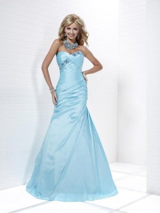 Blue Prom Gown Beaded Mermaid Taffeta Sweetheart