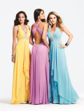 Yellow/Violet/Blue Prom Gown Beaded Chiffon A-line V-neck