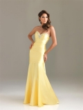 Yellow Prom Dresses Long Beaded Sheath Satin Sweetheart