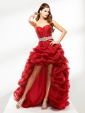 Red/Black/Blush Prom Dress Sexy Layers Tulle Beaded