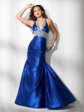 Royal/Hot Orchid/Black/Silver Diamond Prom Gown Elegant Halter Neck