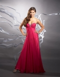 Fuchsia Prom Dress Beading Chiffon A-line Strapless
