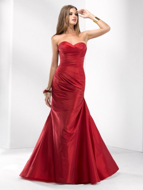 Red/Peacock Blue/Emerald Green Prom Gown Long Taffeta A line