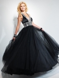 Black/White/Purple Prom Dress Stunning Tulle Ball Gown