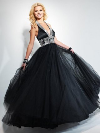 Black/White/Purple Prom Dress Stunning Tulle Ball Gown