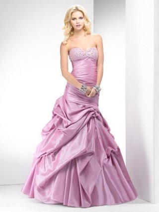 Orchid/Vivid Purple Prom Dresses Beaded Taffeta Sweetheart Neckline