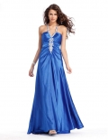 Halter Top Full length Beaded Taffeta Elegant Prom Gown