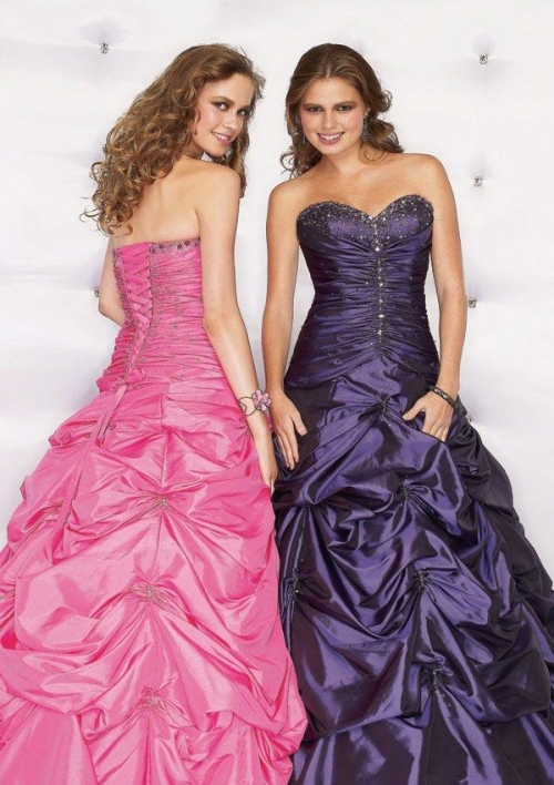 Sweetheart Taffeta Ball Gown Pink/Purple Prom Dress