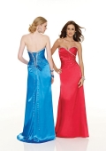 Sweetheart Full length Sweep Beaded Silk Like Satin Prom Gown