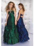 Halter-top Beaded Hunter/Royal Prom Gown