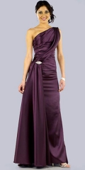 Elegant Plum One Shoulder A-Line Silhouette Formal Evening Dress